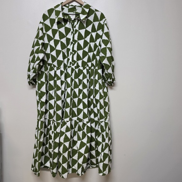 Anthropologie Dresses & Skirts - Anthropologie Maeve The Bettina Tiered Shirt Maxi Dress Moss Green Triangle 2X